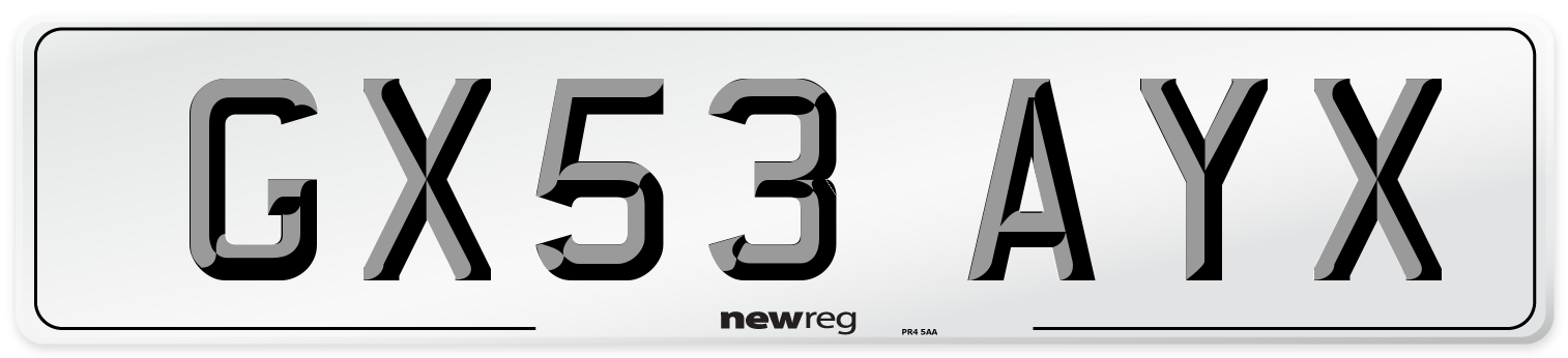 GX53 AYX Number Plate from New Reg